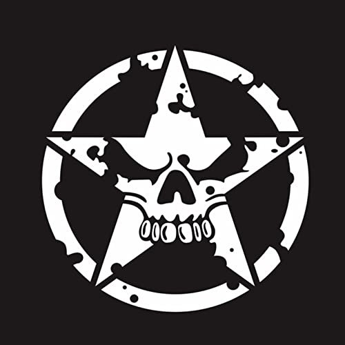 Auto PVC Aufkleber Military Forces Cover Star Aufkleber Decals Pentagram Broken Skull Head Fall Aufkleber(Wit,S 25x25cm)