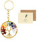 SwirlColor Baum des Lebens Schlüsselanhänger, Runde 7 Chakra Heilung Kristall Lebensbaum Schlüsselanhänger Edelstein Glück Anhänger Damen mit einer Karte - Golden