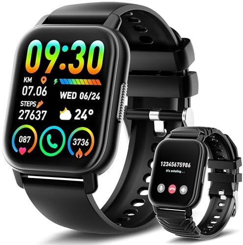 Smartwatch Uomo Donna con Effettua o Risposta Chiamate, 1.85 Orologio Smartwatch Contapassi/Sonno/Cardiofrequenzimetro, 110+ Modalità Sportivo Smart Watch, IP68 Orologio Fitness per Android iOS