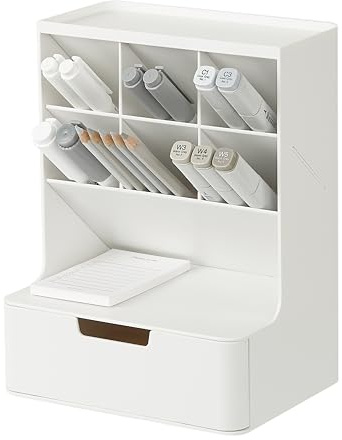 BLUE GINKGO Hive Schreibtisch-Organizer – Vertikale 6 Fächer, volle Schubladenaufbewahrung – Platzsparender Stifthalter, Schreibwarenaufbewahrung – Organizer für Büro, Schulbedarf, Make-up