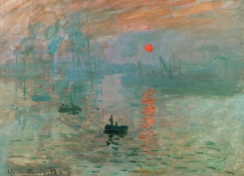 KUSTOM ART Dekoratives Wandposter Serie Berühmte Maler Claude Monet Sonnenuntergang am Meer Kunstdruck auf beschichtetem Papier 40 x 30 cm ohne Rahmen