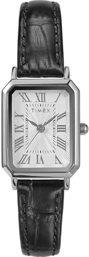 Timex Trend Damen-Armbanduhr, 21 mm, braunes Lederarmband, weißes Ziffernblatt, goldfarbenes Gehäuse TW2Y00900