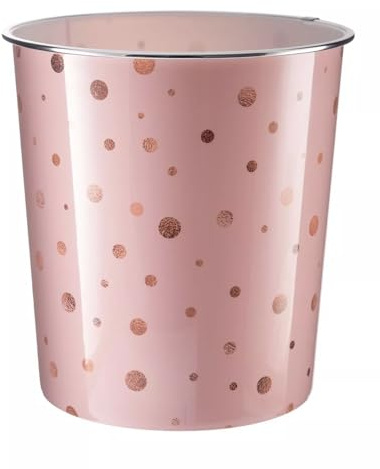 CELINO making your day 7.7L Waste Paper Dust Bin Rubbish Round Plastic Floral Office Bathroom Kitchen (Pink Dots - NEW)