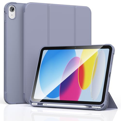 Mugust Cover Custodia per iPad 10 Generazione 10,9 2022(A2696 A2757 A2777), iPad 10 Cover per iPad (A16) 11 Generazione 11 Pollici 2025 con Portapenne (Blu grigio)