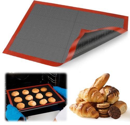 Tapete Silicona Horno, 40x60cm Alfombrilla Microperforada Para Horno, Reutilizable Antiadherente Antideslizante Tapete de Silicona Para Hornear, Alfombrilla para Hornear para Pizza, Galletas, Pasteles
