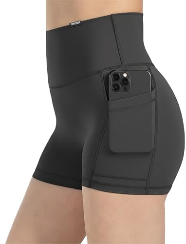 SMILODOX Shorts Damen Lissa, High Waist Radlerhose mit figurformendem Bund & seitlichen Eingrifftaschen, Training Shorts elastisch & enganliegend, ideal für Training, Alltag, Fitness & Yoga