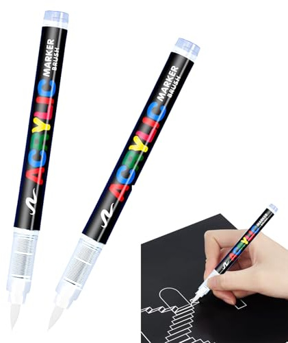 xianshi 2 Stück Weiß Textilstifte Weicher Stift 1-5mm Textilmarker Weiß,Textilmalstifte und Wasserfeste Stifte Textilfarbe Permanent Stoffmalstifte für T-Shirt Stoffbeutel Basteln