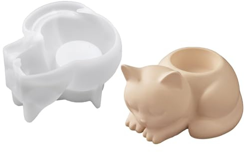 Silikonform Kerzenhalter Beton Gießform Katze Silikonform Teelicht Gießform Tiere Kerzenständer Silikon 3D Kätzchen Teelichthalter Epoxidharz Form für Kerzen Sukkulenten Blumentopf Haus Dekoration