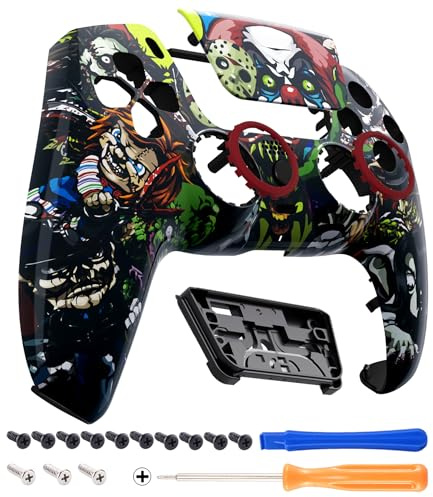 eXtremeRate Luna Coque Manette pour ps5 BDM-010/020/030/040/050/060,Façade pour ps5 Controller avec Pavé Tactile-La Fête Effrayante