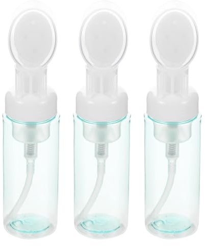 OSALADI Lot de 3 Flacons Pompe à Pression 60ml Transparents pour Mousse, Bouteilles Mousse Vides avec Embout Brosse, Distributeurs Rechargeables pour Savonnette Moussant, Gel et Soins