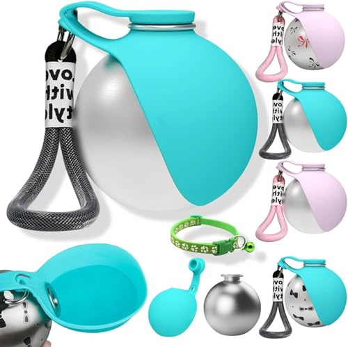 Bouteille d'eau Portable pour Animaux de Compagnie, Gourde de 285ML Compacte pour Chiens et Chats, Gamelle Étanche avec Bol Pliable en Silicone pour Les Promenades et Randonnées en Extérieur (A)