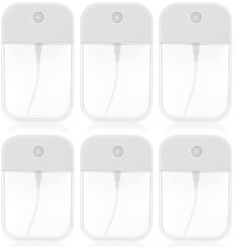 Lahkvor 6 Stück Reise Sprühflaschen Set, 3x 35ml & 3x 50ml, Leere Nachfüllbare Plastikflaschen für Parfüm, Haarspray & Desinfektionsmittel, Tragbar für Urlaub und Handgepäck
