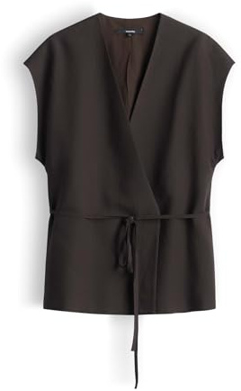 someday Damen Weste | Leinenweste mit Bindedetail Slim Fit
