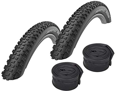 Set: 2 x Schwalbe Rapid Rob schwarz MTB Reifen 27,5x2.25 + Schwalbe Schläuche Rennradventil