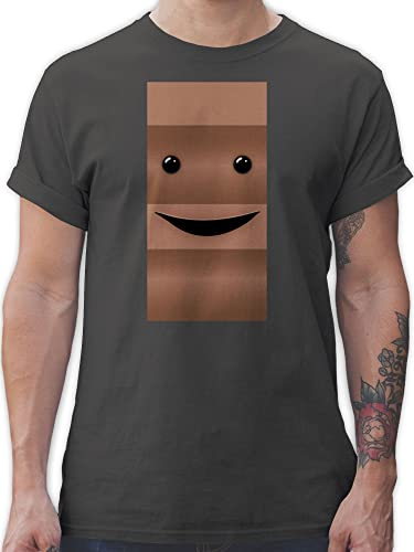 T-Shirt Herren - Karneval Fasching - Partner Kostüm Milch und Schokolade Er I Partnerkostüm Milk & Chocolate I Schoki Schokoladenriegel I Riegel Milky für Ihn - L - Dunkelgrau - Partnershirt