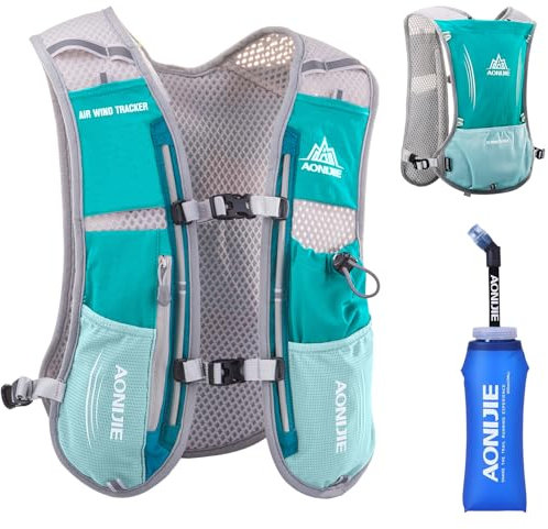 Azarxis Sac à Dos Hydratation 5L Gilet d'Hydratation Trail Léger pour Homme Femme Marathoner Cyclisme Randonnée Escalade (Bleu Clair - avec Bouteille d'eau (600 ML))