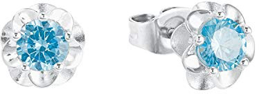 Amor Ohrstecker 925 Sterling Silber Damen Ohrschmuck, mit Zirkonia synth., 0,7 cm, Blau, Kommt in Schmuck Geschenk Box, 9257614