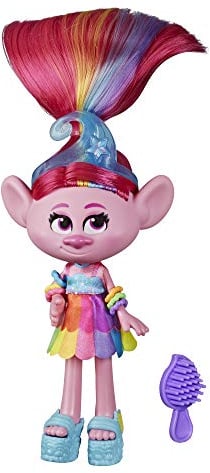 DreamWorks Hasbro Trolls Glamour Poppy Fashion Puppe mit Kleid, Schuhen und mehr, inspiriert vom Film Hasbro Trolls World Tour, Spielzeug für Mädchen ab 4 Jahren