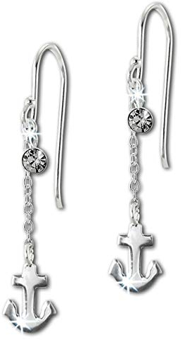 SilberDream weiß Ohrhänger Anker Zirkonia Damen 925 Silber Ohrringe D2SDO8811W ein Geschenk zu Weihnachten, Geburtstag, Valentinstag für die Frau