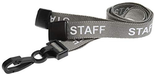 EasyBadge Schlüsselband mit J-Clip aus Kunststoff, Grau, 100 Stück