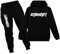 amropi Ragazzi 2 pezzi Abbigliamento Set Tuta Felpa Con Cappuccio e Jogging Pantaloni (Nero,14-15 anni)