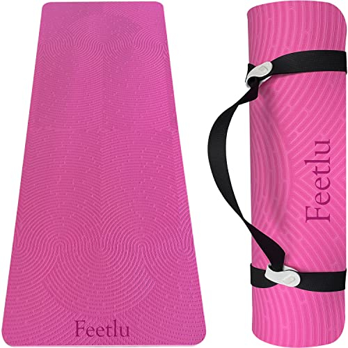 Feetlu Extra dicke 12 mm Gymnastikmatte, 188 cm x 66 cm, rutschfest, mit