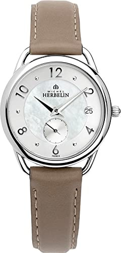 Michel Herbelin Äquinoktium | braunes Lederarmband für Damen | Perlmutt 18397/29GR