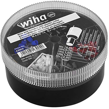 Wiha Aderendhülsen mit Kunststoffkragen Set (43904) 0,5 - 2,5 mm² 400 St. Farbcode DIN in Streudose