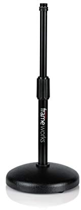 Gator Frameworks Support de microphone de bureau avec base ronde lestée et hauteur réglable (GFW-MIC-0501)
