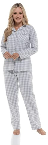 INSIGNIA Ladies Button Front Poly Cotton Pyjamas Gingham