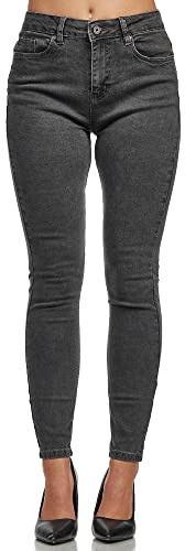 Tazzio Jeans Damen High Waist Denim Slim Skinny Fit Jeanshose Stretch Hose F101 Anthrazit 46