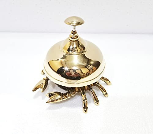 Marine Nautical Store Campana decorativa vintage in ottone antico granchio Campana Hotel Reception Campana Insegnante Scrivania Campana