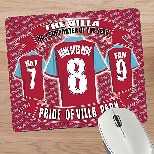 The Villa Football Shirt Personalised Mouse Mat Team-Aston Gift
