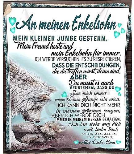 Kuscheldecke Personalisierte Decke Geschenk An Meinen Enkelsohn von Oma,Oma für Enkel Decke Positiv Ermutigen Briefdecke Wohndecke für Tagesdecke Tv-Decken Wohnzimmerdecke,Oma zu Enkel Decke,150*220CM