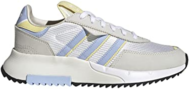 adidas Retropy F2 Damen-Sneaker, Weiß, Blau, Sonnenaufgang, fast Gelb, 39 1/3 EU