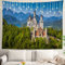 Shrahala Grüne Landschaft Neuschwanstein Wandteppich, Architektur, Schloss, Wandbehang, großer Wandteppich, Dekoration, Polyesterfaser, weißer Saum, für Schlafsaal, 150,1 x 210,1 cm
