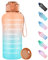 WEMEET Trinkflaschen mit Fruchtfilter 2 Liter, [BPA Frei Tritan] Wasserflasche 2L mit Zeitmarkierungen Auslaufsicher, Sportwasserflaschen 2000ml BPA Frei für Camping, Fitnessstudio ORANGE GRÜN