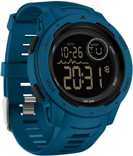 Uhren Herren Digital Militär Sportuhr 50M Wasserdicht Digitale Armbanduhr mit Wecker Datum Digitaluhr LED Stoppuhr 12/24H Tactical Watch für Männer Jungen Outdoor