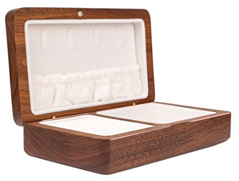 IRIVER BLANK Schmuckkästchen für Damen, Retro, Reisen, tragbar, Mini, schlicht, Massivholz, Holz, kleine Schmuckaufbewahrung, Aufbewahrungsbox (Walnuss)