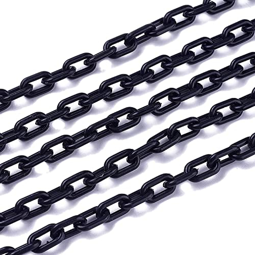 Parkpfosten, Parkbarriere, für Parkplatz Schwarze Kunststoff-Kettenbarriere, Absperrkette mit 2 Stück S-Haken, Warnkette zum Parken, Baustellen, Parken (Color : 6mm, Size : 50m)