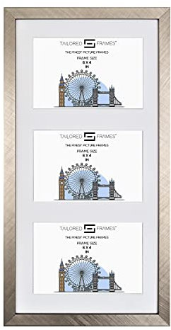 Tailored Frames Charcoal Grey multi aperture 6 x 4 collage frame| Wall Hanging Type | Photo Frame With White Mount | Hand made in the UK