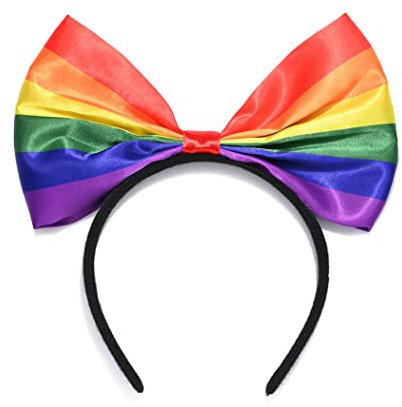 Zoestar Haarband mit Schleife, gestreift, Regenbogenfarben, elastisch, für Party, Festival, Haarschmuck für Kinder und Erwachsene, 1 Stück (A)