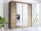 RAC3 Race to Road Modern Bedroom Sliding Wardrobe with LED Light - Ample Storage Space and Sleek Design comes in White/Grey/Black/Oak and Width 150cm/180cm/203cm/250cm (Oak, 180cm)