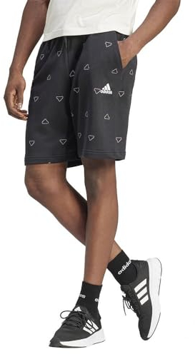 adidas Herren Seasonal Essentials Monogram Graphic Shorts Freizeit, Black/White, XL Tall