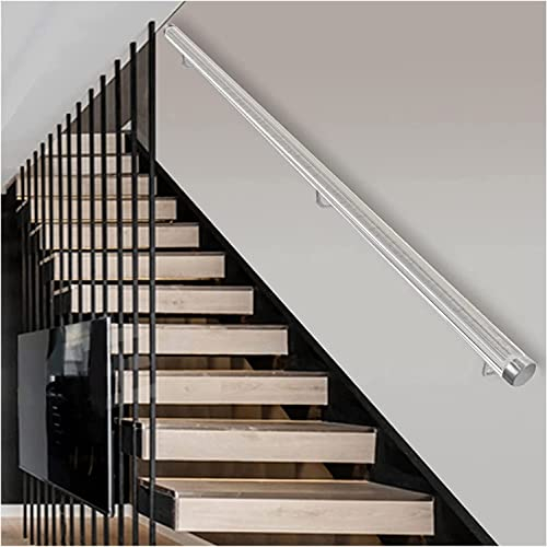 Handlauf Transparente Treppenhandläufe, rutschfeste Handläufe für Dachbodentreppen mit Wandhalterung, moderner Treppenhandlauf aus klarem Acryl für Stufen im Innen- und Außenbereich (Farbe: