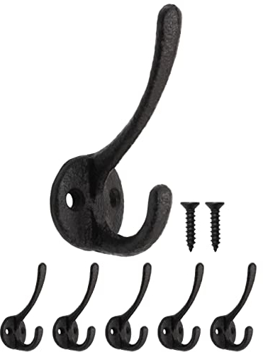 Fuxxer® Ganchos de Hierro Rústico Toallero Colgador, Diseño de Hierro Fundido, 7,5 x 4,5 cm, Juego de 5 Unidades