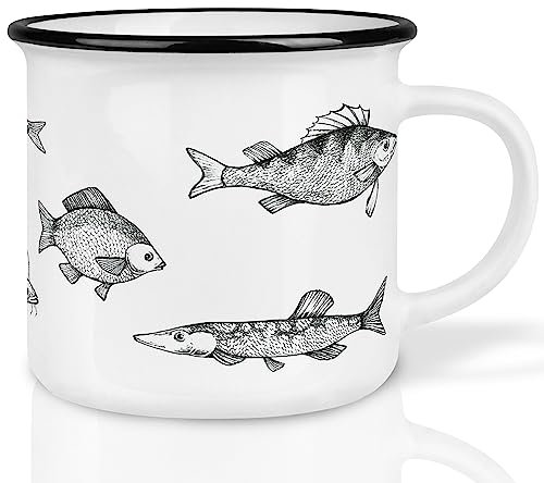 Ligarti® Keramiktasse [Das Original] Design Mug & handveredelter Becher I Tasse mit Tiermotiv, spülmaschinengeeignete Kaffeetasse, Teetasse, Cup (Süßwasserfische)