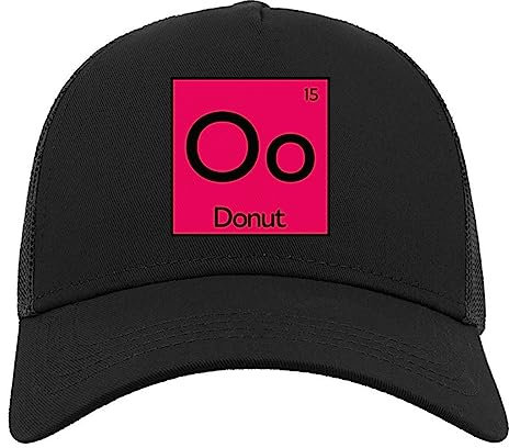Chemistry Atomic Symbol for Donut Halbmaschige Trucker-Cap-Baseballmütze aus Baumwolle Schwarz