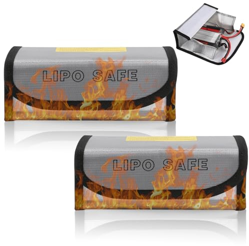 2 Stück Lipo Batterie Safe Bag: Lipo Akku Tasche, Feuerfeste Lipo Batterietasche Sicherheitsschutztasch, Lipo Batterie Tasche Explosionsgeschützte Batterie Safe Bag für Charge und Aufbewahren