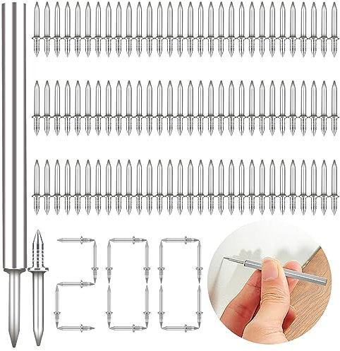 Sugeru® Clou sans couture à double tête | Clou de fil de base pour plinthes | Sans traces Vis de sécurité invisibles avec clous à double tête pour accrocher des images, plinthes (200)